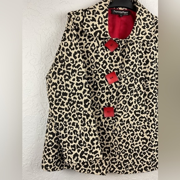 Women’s Painted Pony Leopard Print Swing Coat Size Medium - Picture 2 of 11
